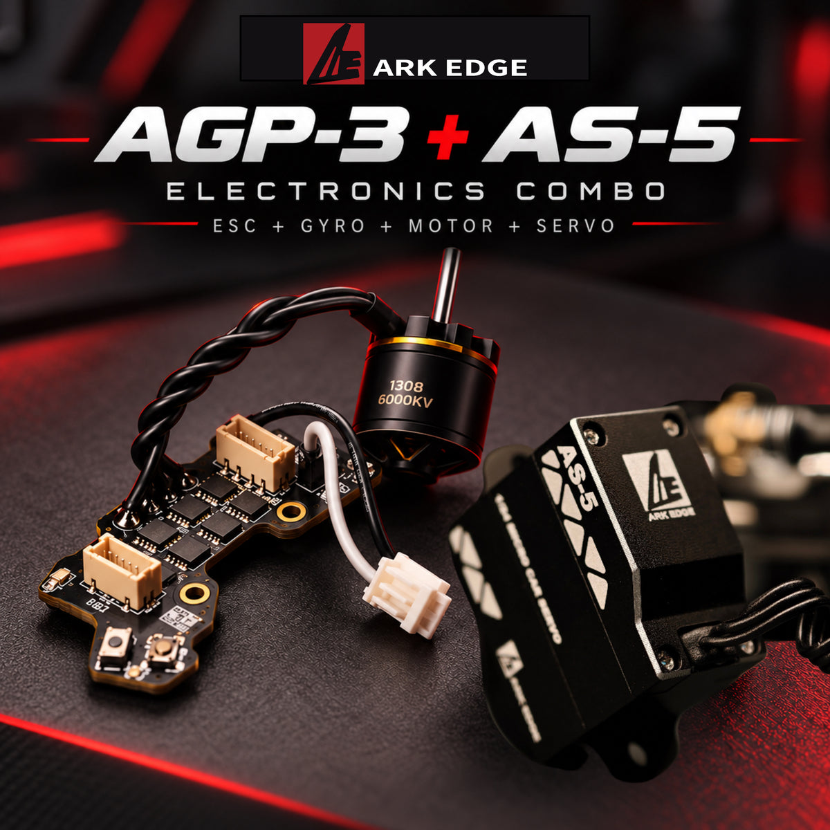 ARKEDGE AGP-3 ECU + AS-5 Servo Electronics Combo for 1/24 RWD Drift RC